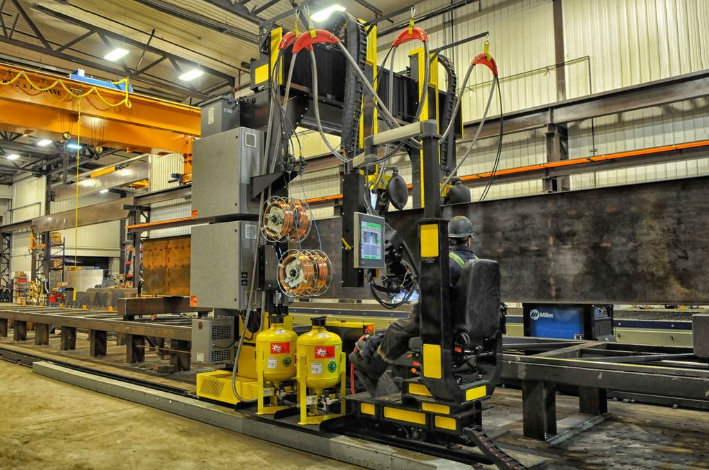 operator using the subarc beam welding gantry