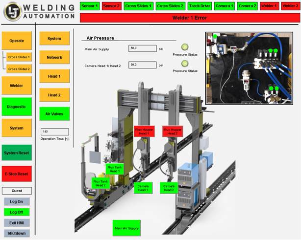 structural steel welding gantry system screen displays