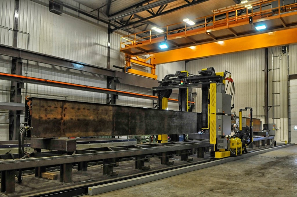 beam welding gantry with steel