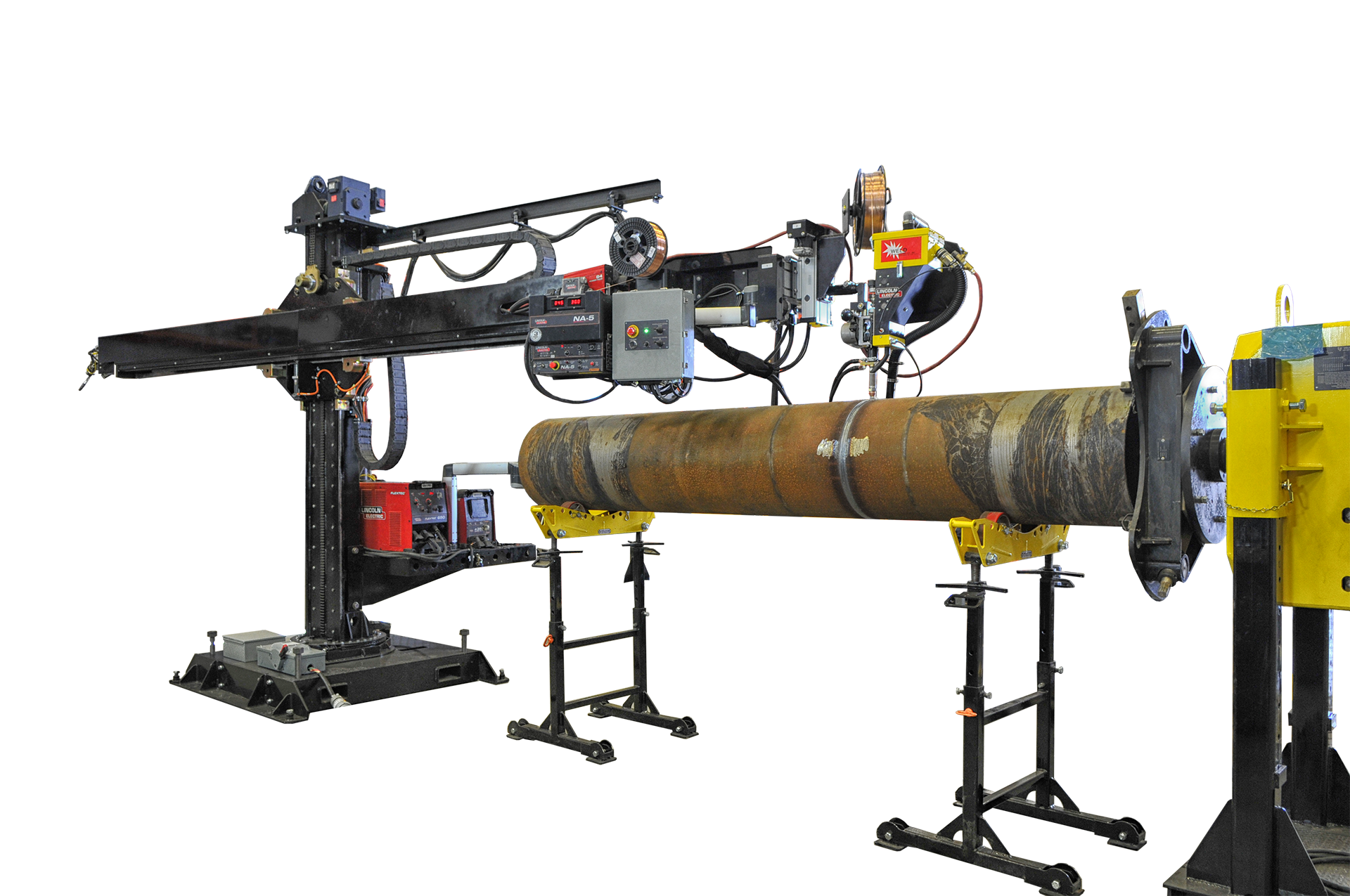 welding manipulator with weld positioner and pipe stand