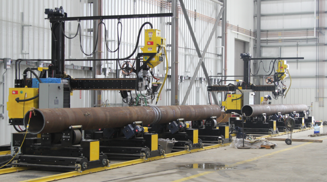 column and boom welding manipulators with pipe growing line system دستکاری های جوشکاری ستون و بوم با سیستم خط رشد لوله