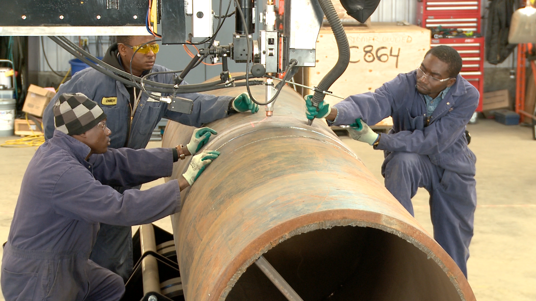 submerged arc column and boom welding manipulator training session