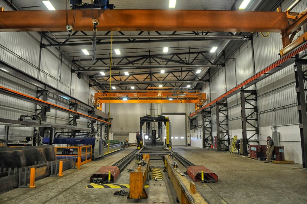 distanced view of beam welding gantry