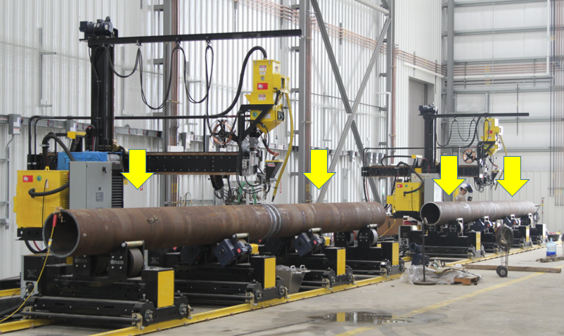 column and boom manipulator and pipe growing line دستکاری ستون و بوم و خط رشد لوله