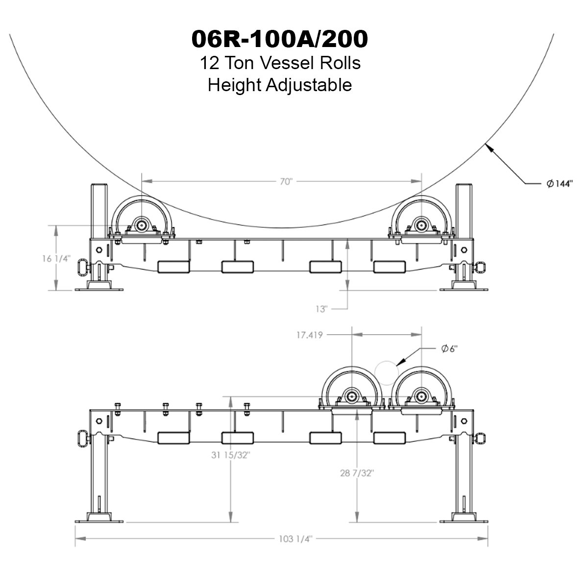 06R-100A-200 pipe rollers heavy duty