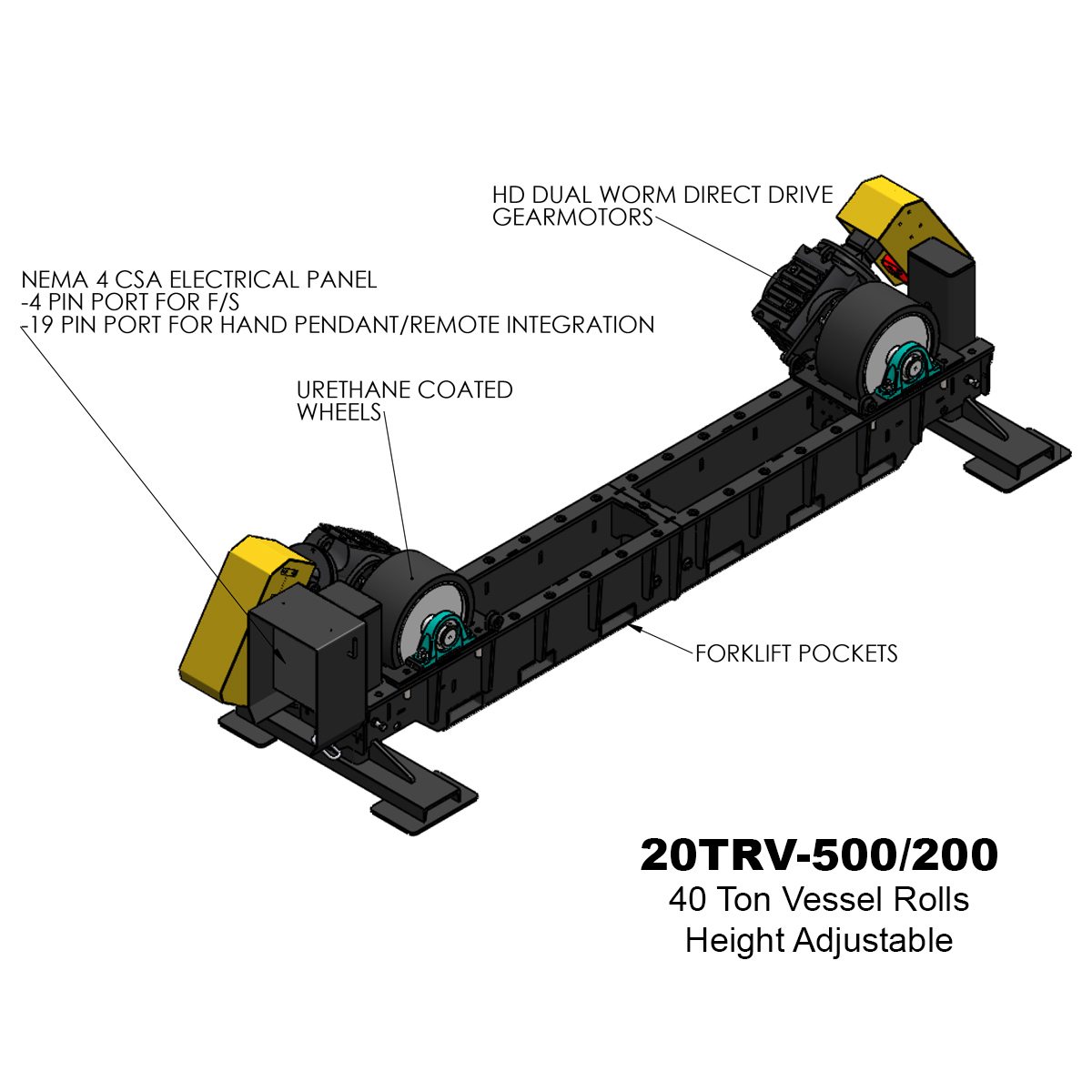 20TRV-500-200 vessel rollers