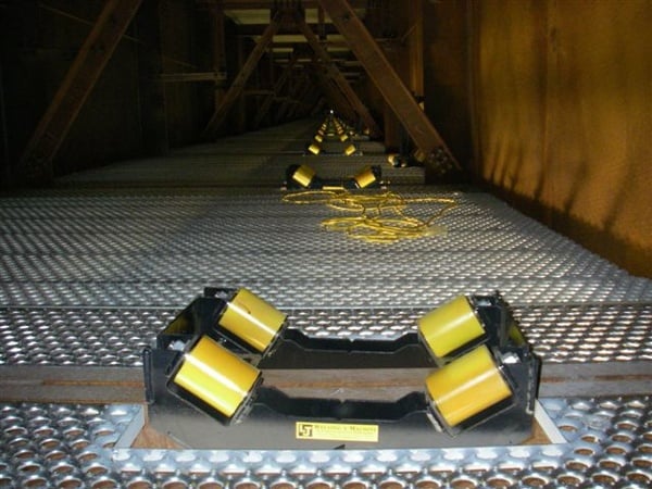 i beam rollers ready for installation on bridge