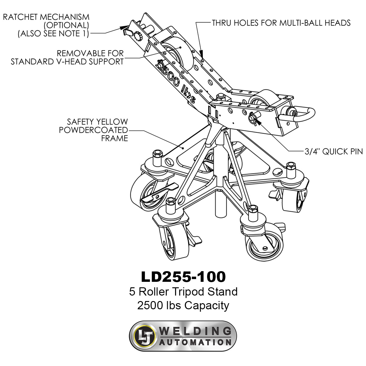 LD255-100 pipe welding jack stands