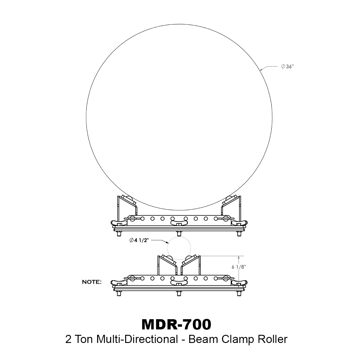 MDR-700 4000 lbs multidirectional beam clamp pipe rollers