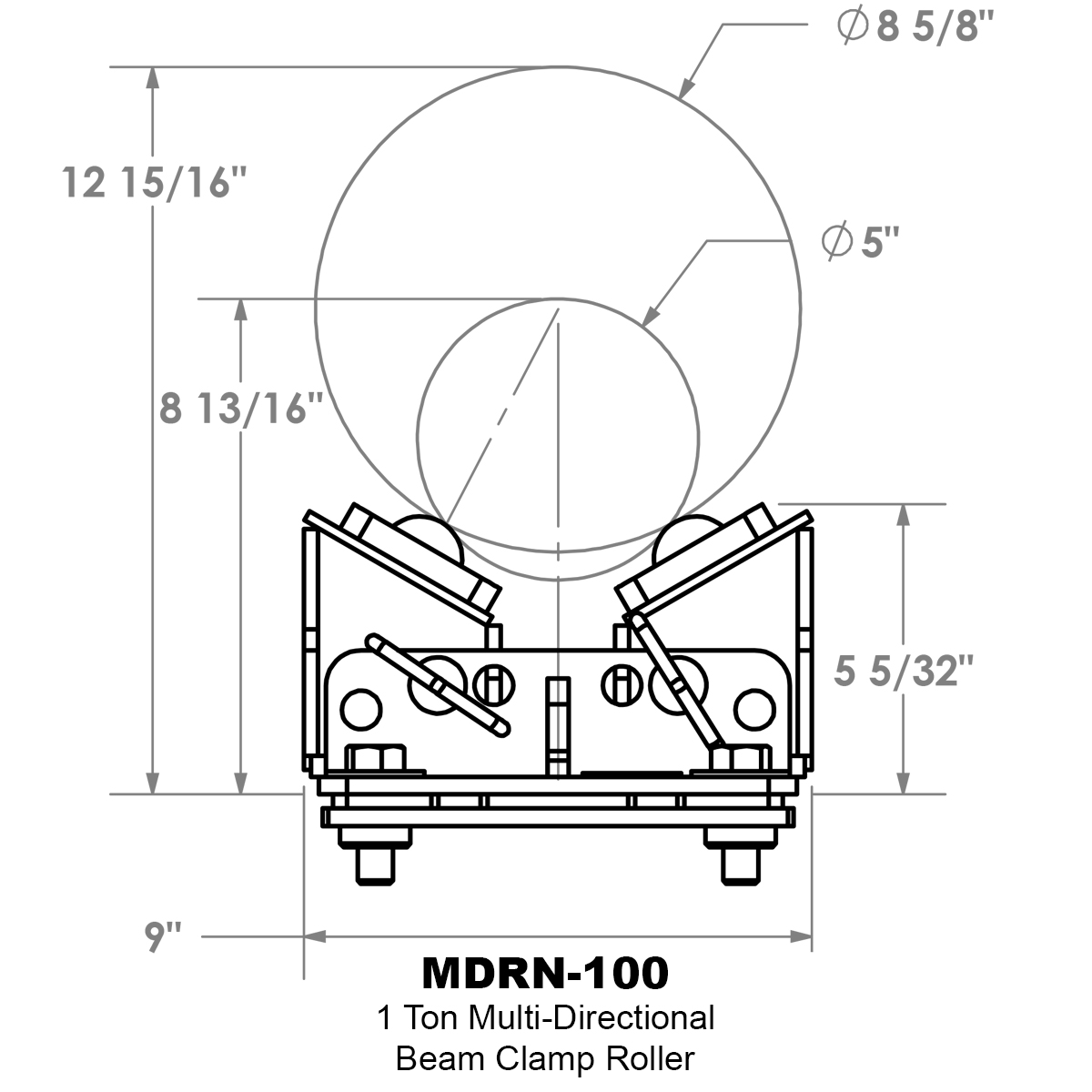 MDRN-100 2000 lbs beam clamp rollers