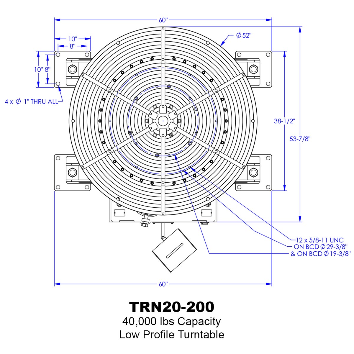 TRN20-200 electric motorized rotating turntable