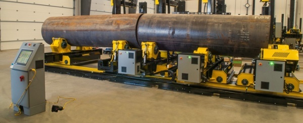 growing line alignment roll pipe fit up system