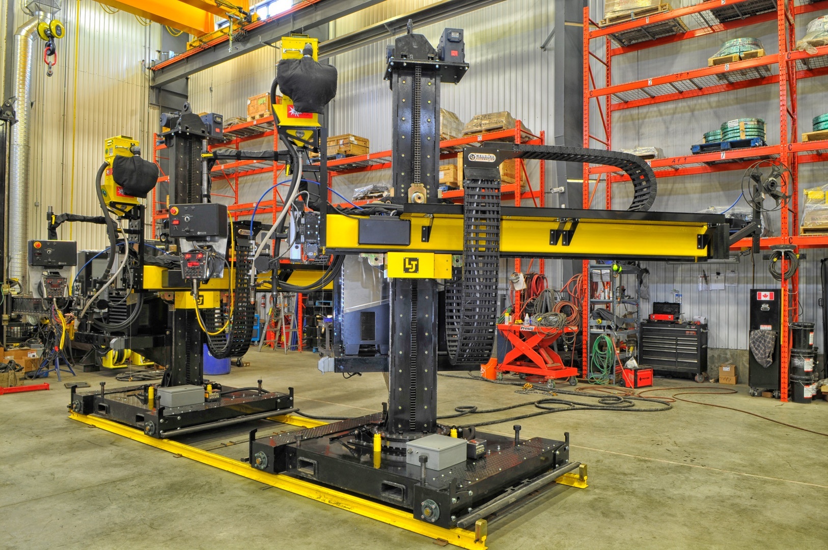 two column and boom welding manipulators for subarc fabrication.