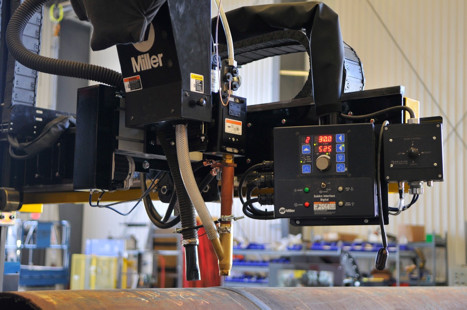 miller boom mounted controls for welding manipulator