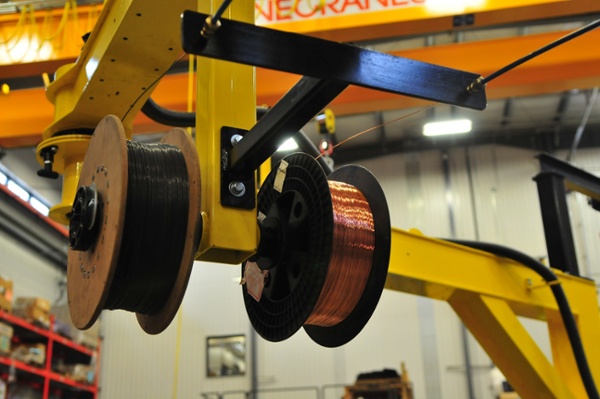 wire feeder for MIG welding boom mount.